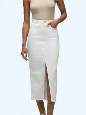 Hudson - White Midi Pencil Skirt with Front Slit - Size 28